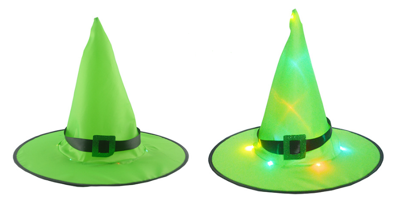 (2Pcs)HALLOWEEN Decorations Glowing Witch Hat Decorations 2 in 1 Hanging/Wearable