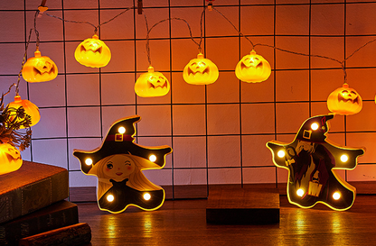 (2Pcs)HALLOWEEN Decorations Glowing Witch Hat Decorations 2 in 1 Hanging/Wearable